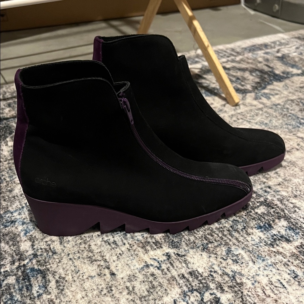 Arche Black and Purple Ankle Booties